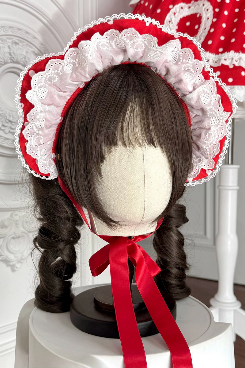 [pre-order] Retro Doll-like Lolita Dress + Hair Band + Clip + Bonnet + Hat