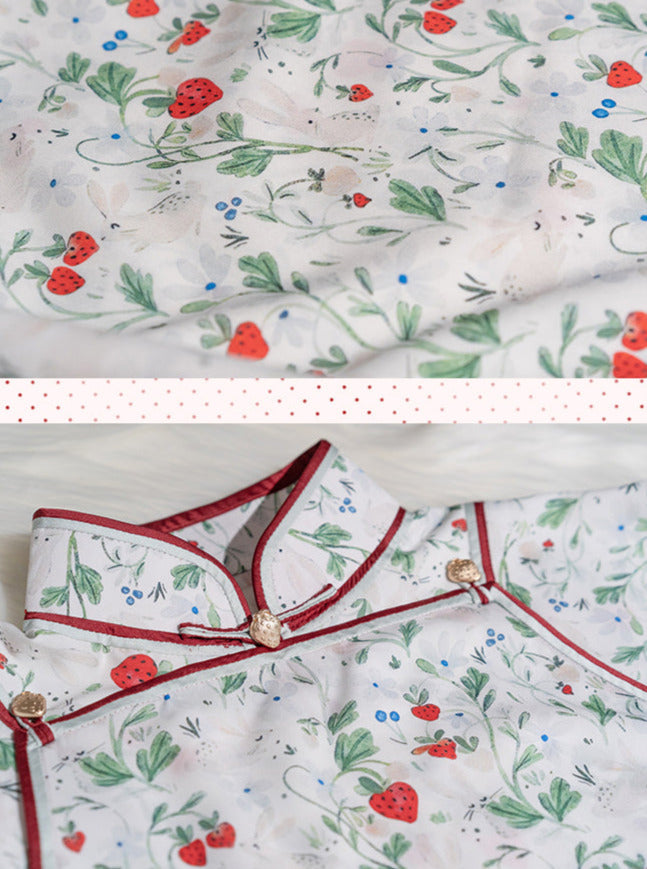Strawberry Piping Cheongsam Dress