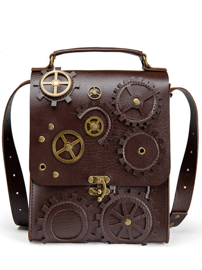 Steampunk Antique Leather Flap Bag