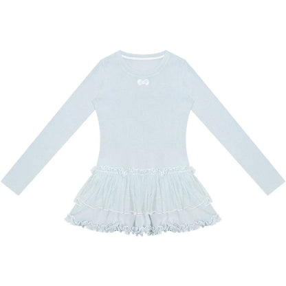 Lace Pleated Dot Top