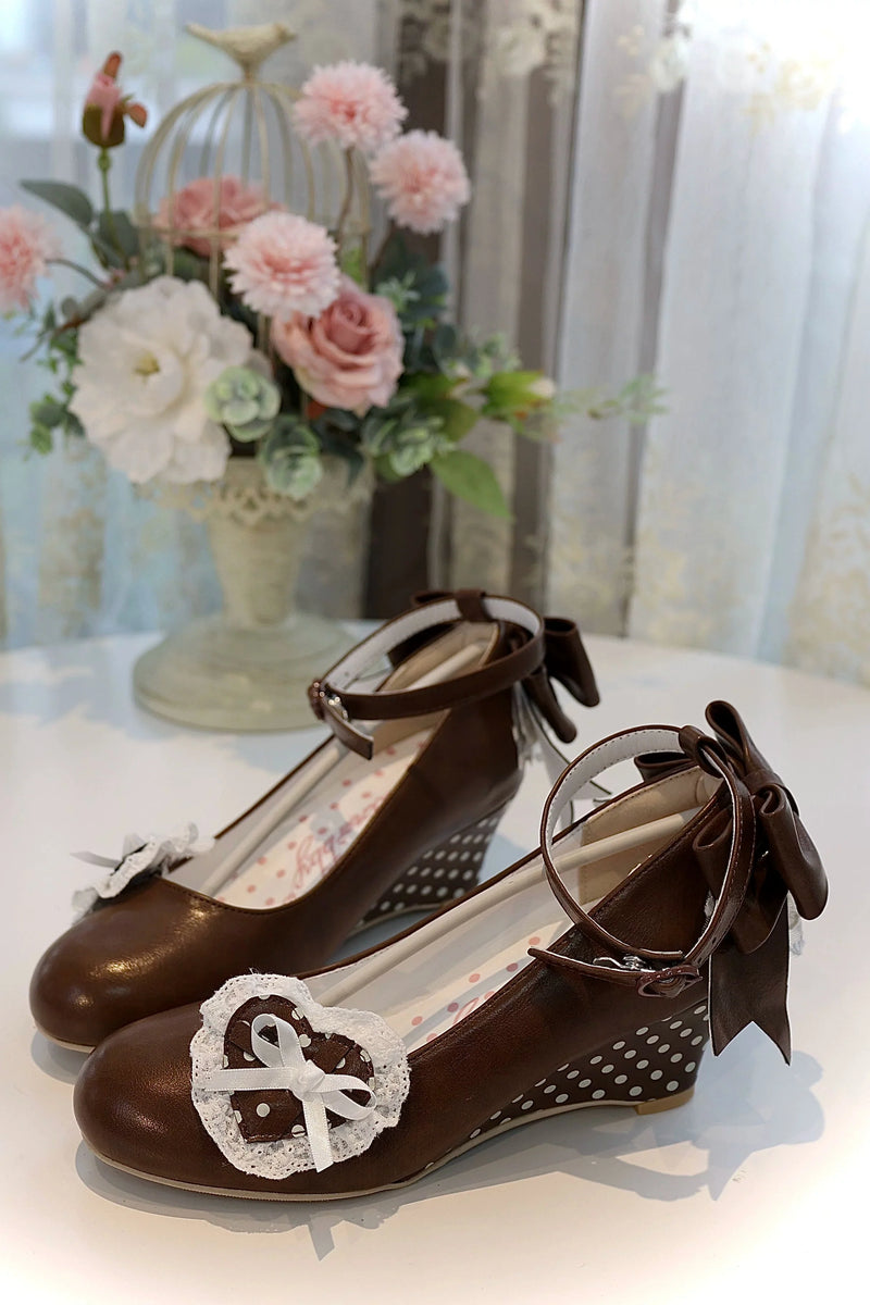Retro Polka Dot Heart Lolita Sweet Shoes
