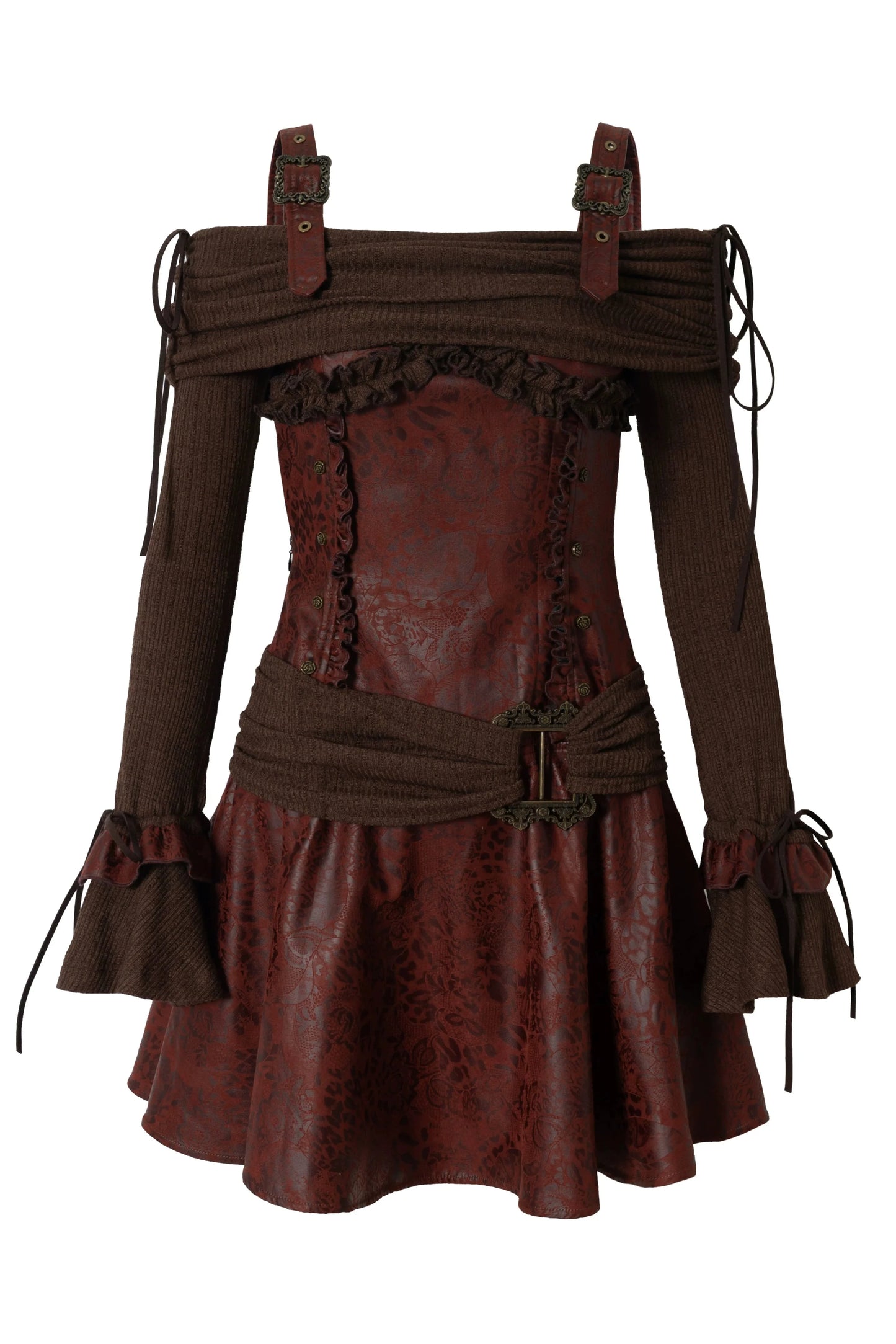Retro Punk Off Shoulder Patchwork Dress