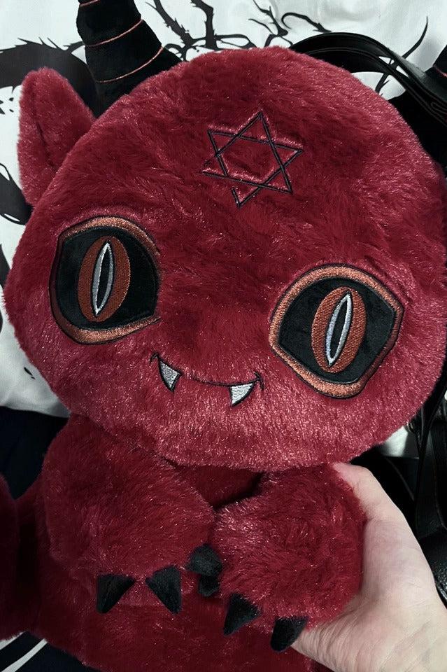 Death Black White and Red Devil Dark Punk Plush Backpack