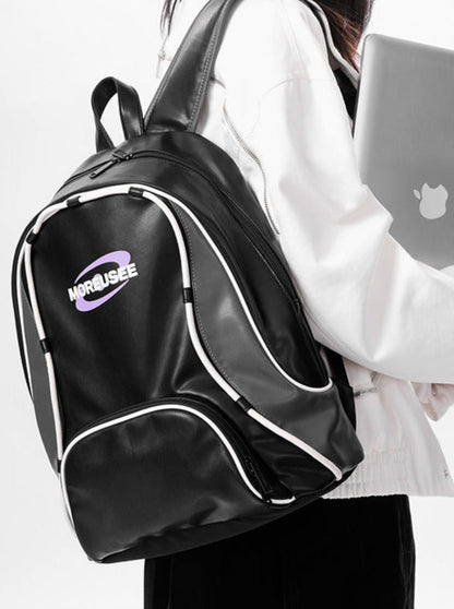 Piping Stitch Leather Pc Backpack