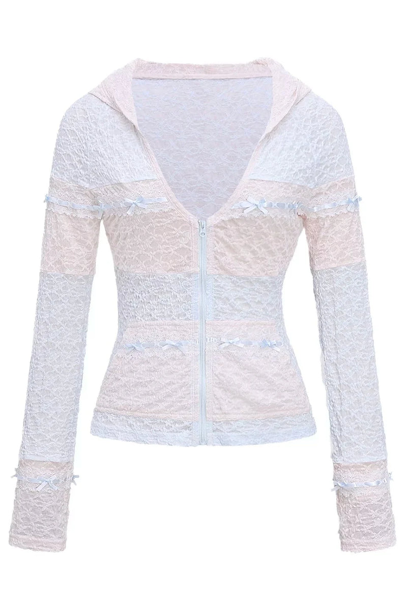 Fitted Lace Hooded Top