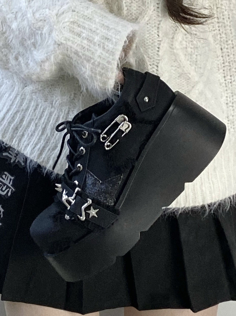Denim Dark Platform Shoes