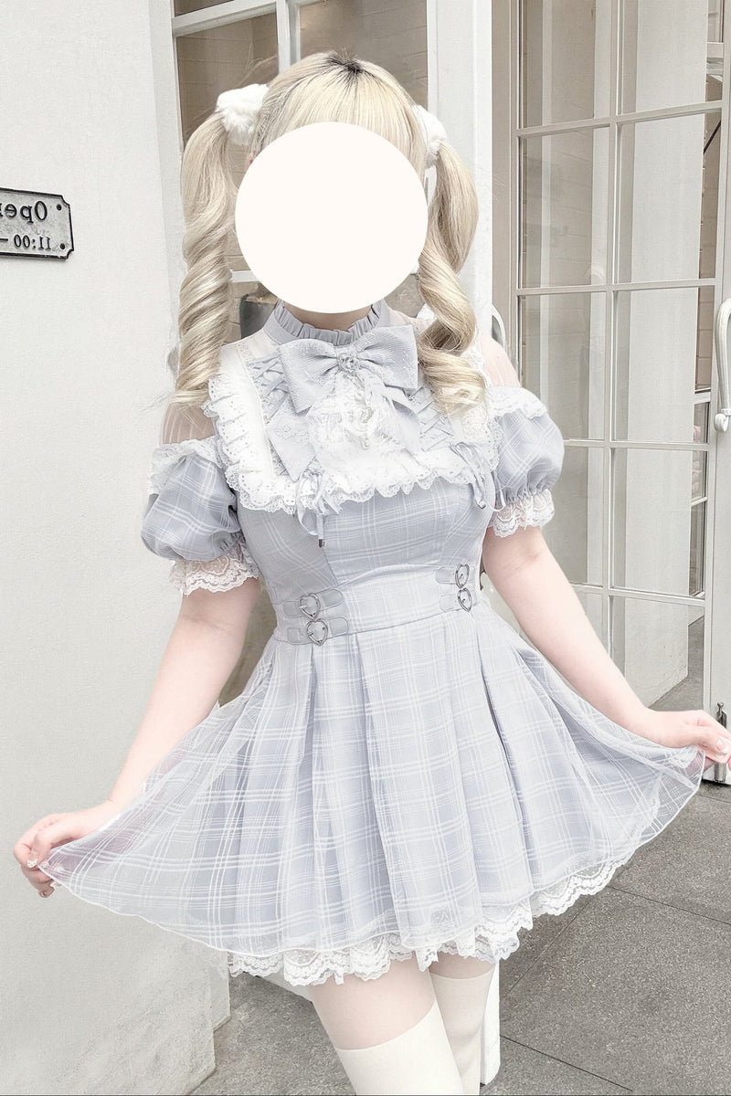 [pre-order] Angel Gray Blue Plaid Dress