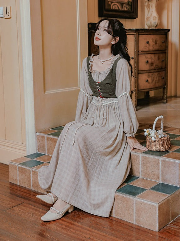 Nordic Pastoral Vest Linen Dress
