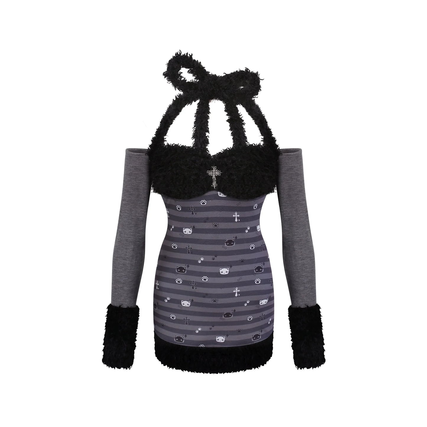 Tight Striped Necklace + Hooded Coat