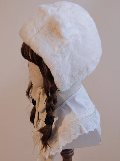Fur Bear Velour Ribbon Hat