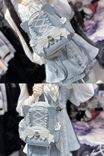 [pre-order] Cat Ear Jewel Ribbon Backpack