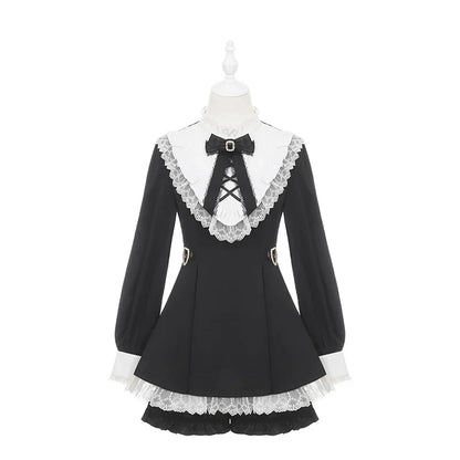 Gothic Dark Kawaii Lace Dress + Accessories (with Shorts)
