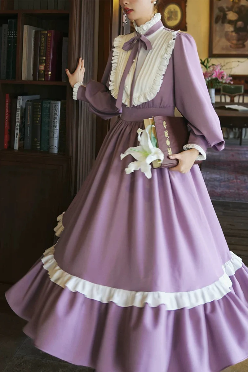 Wind Purple Lace Lantern Dress