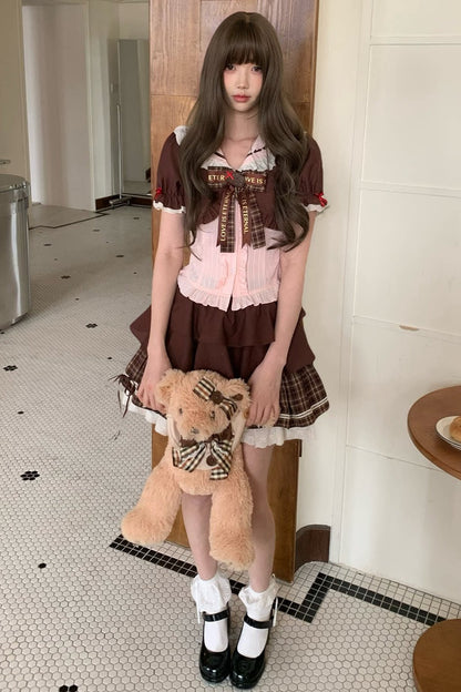 Strawberry Cocoa Doll Collar Top + Skirt