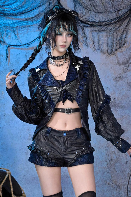 Dark Punk Lace Ruffle Jacket