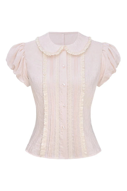 Peach Lace Doll Shirt + Tiered Skirt