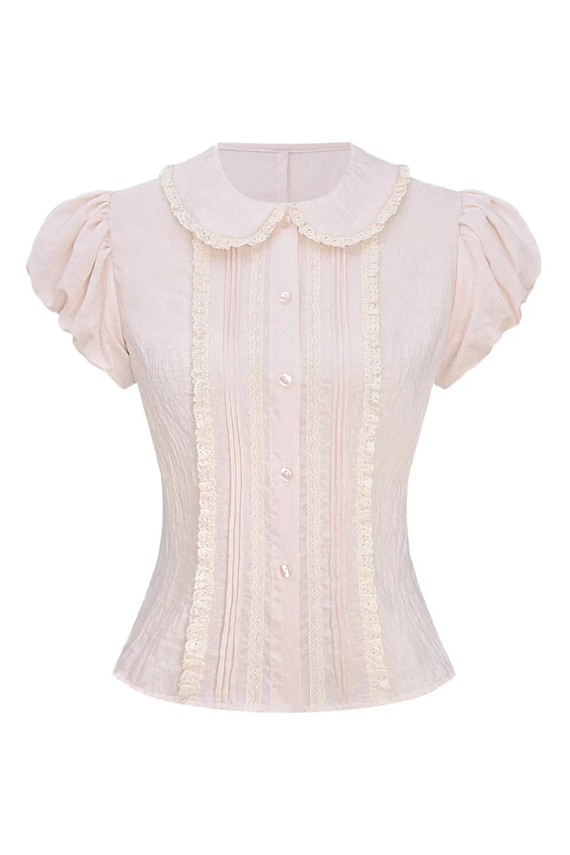 Peach Lace Doll Shirt + Tiered Skirt
