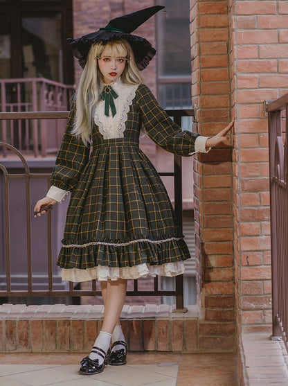 Retro Girl Volume Check Lolita Dress [pre-order]