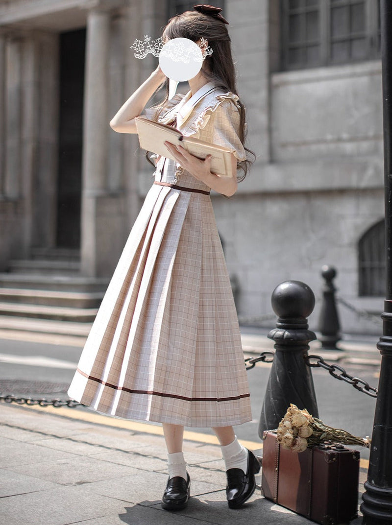 [pre-order] Ruffled Plaid Retro Dress