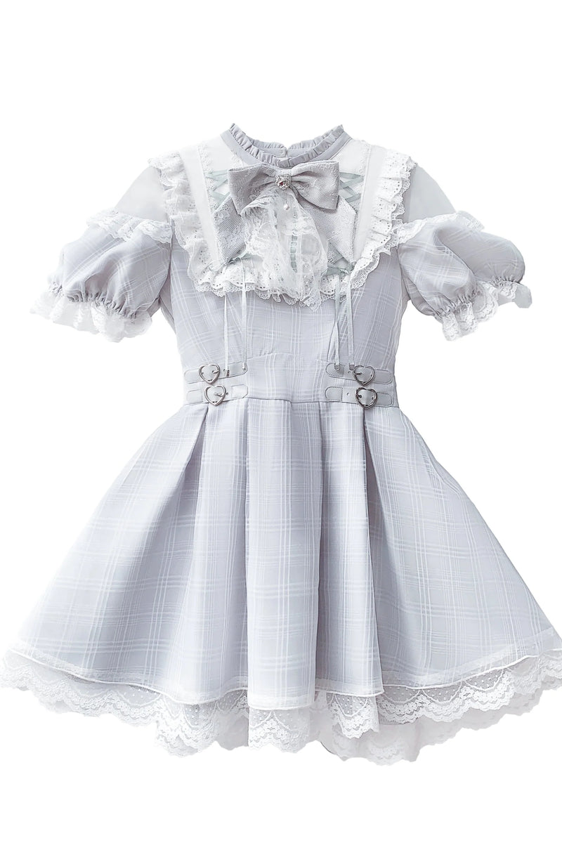 [pre-order] Angel Gray Blue Plaid Dress
