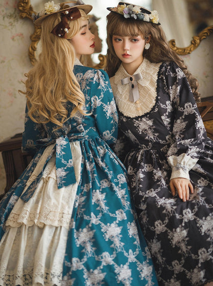 [pre-order] Antique Flower Wall Lolita Retro Cake Pendant Dress