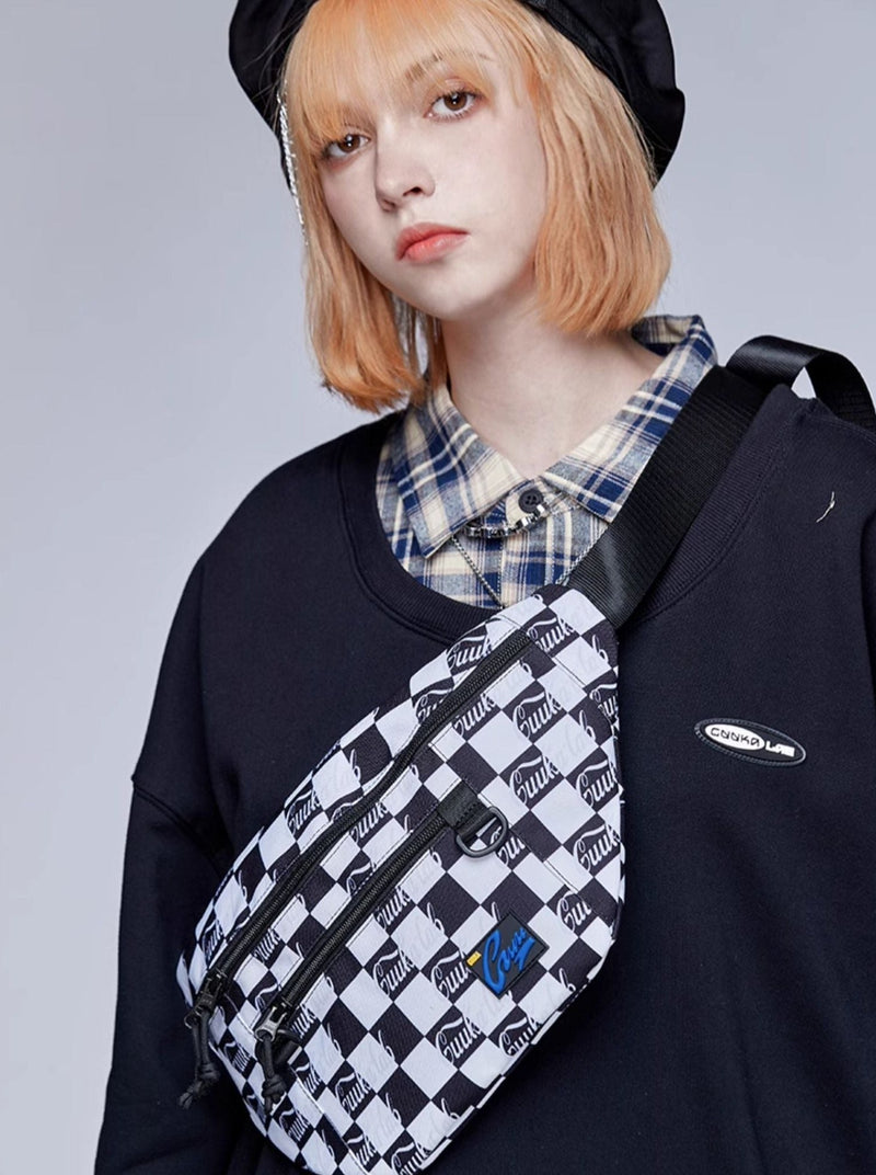 Block Plaid Crossbody Bag