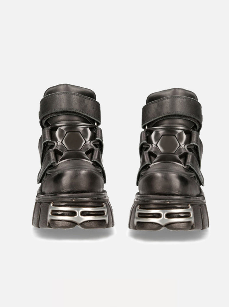 Punk Style Leather Metal Power Sole Sneakers