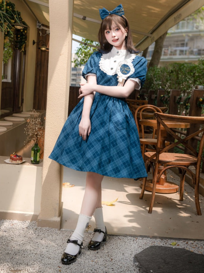 Retro Girl Plaid Lolita Dress