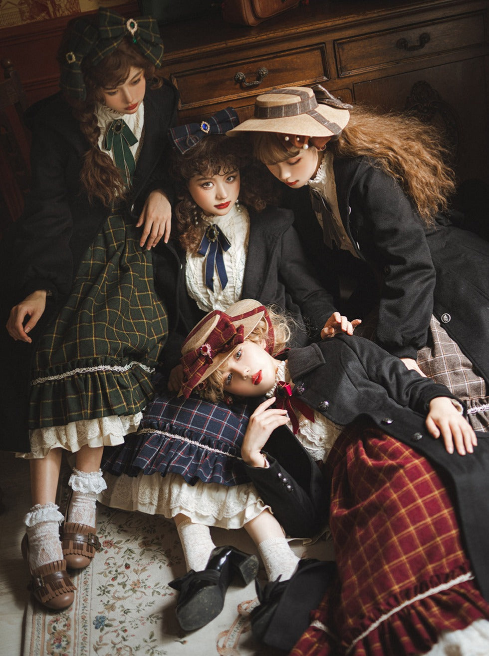Retro Girl Volume Check Lolita Dress [pre-order]