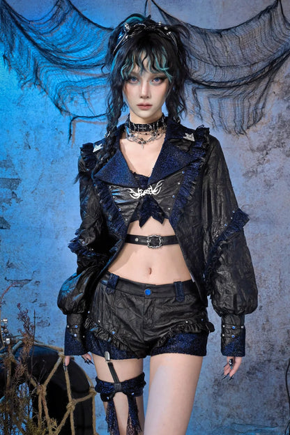 Dark Punk Lace Ruffle Jacket