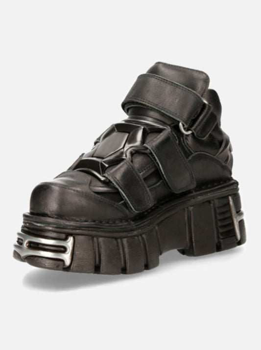 Punk Style Leather Metal Power Sole Sneakers