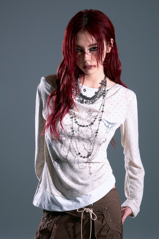 Punk Dot Lost Garden Asymmetric Top