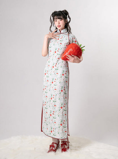 Strawberry Piping Cheongsam Dress