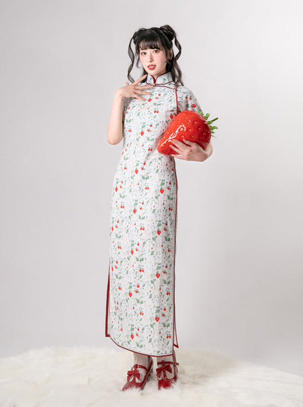 Strawberry Piping Cheongsam Dress
