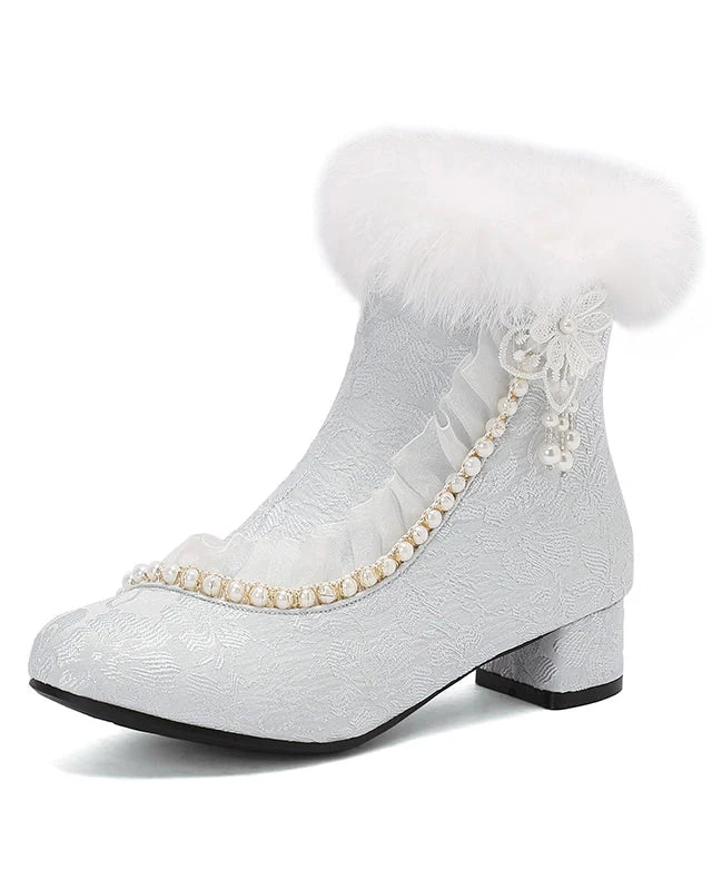Lace Fur Short Boots