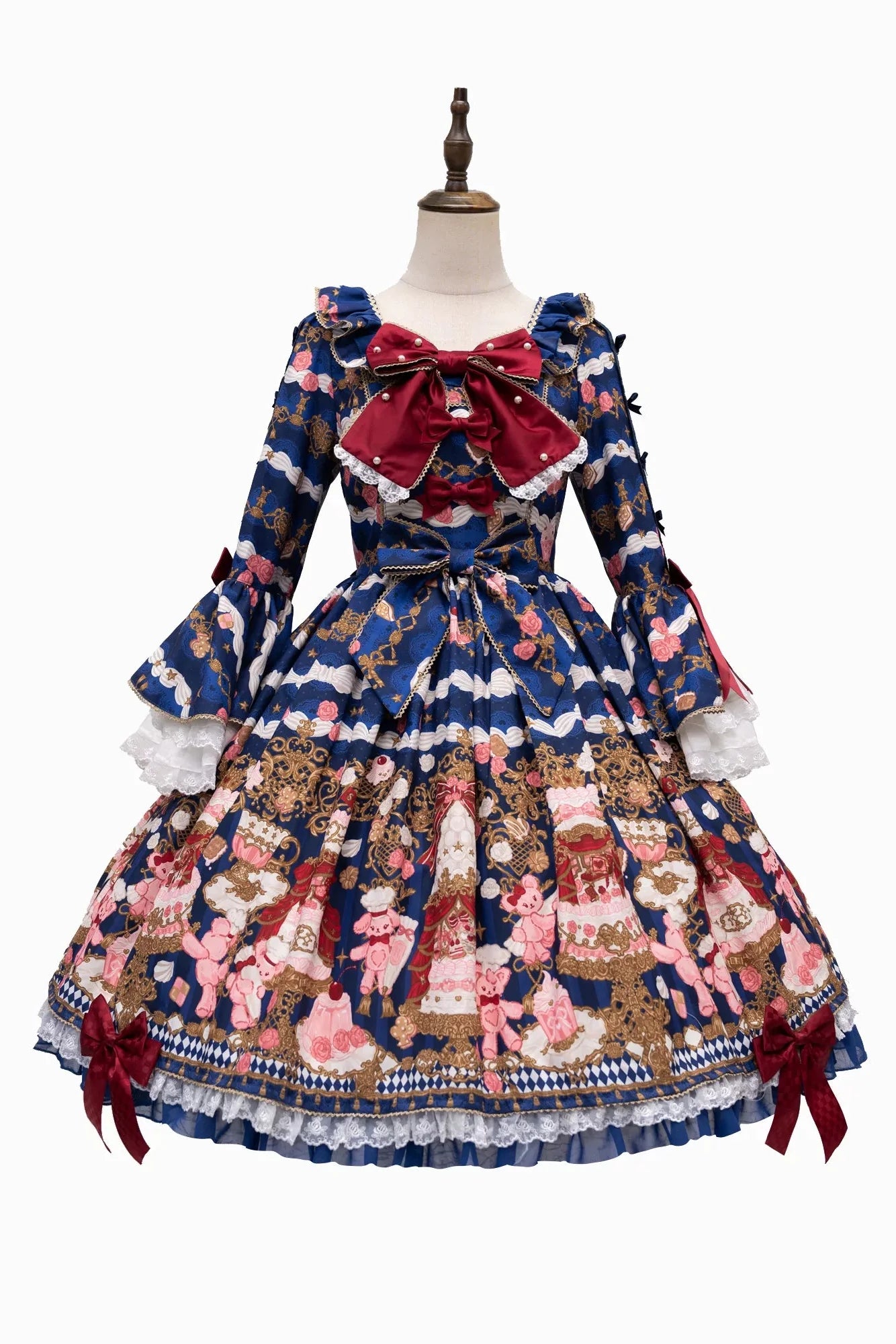 [pre-order Deadline: April 26] Retro Romance Sweet Lolita Ribbon Cake Print Princess Sleeve Dress
