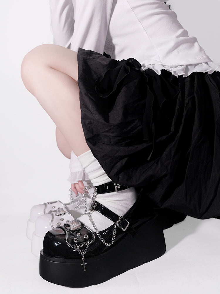 Punk Rivet Bone Millennium Platform Shoes