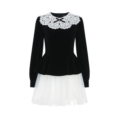Black Velvet Lace Dress