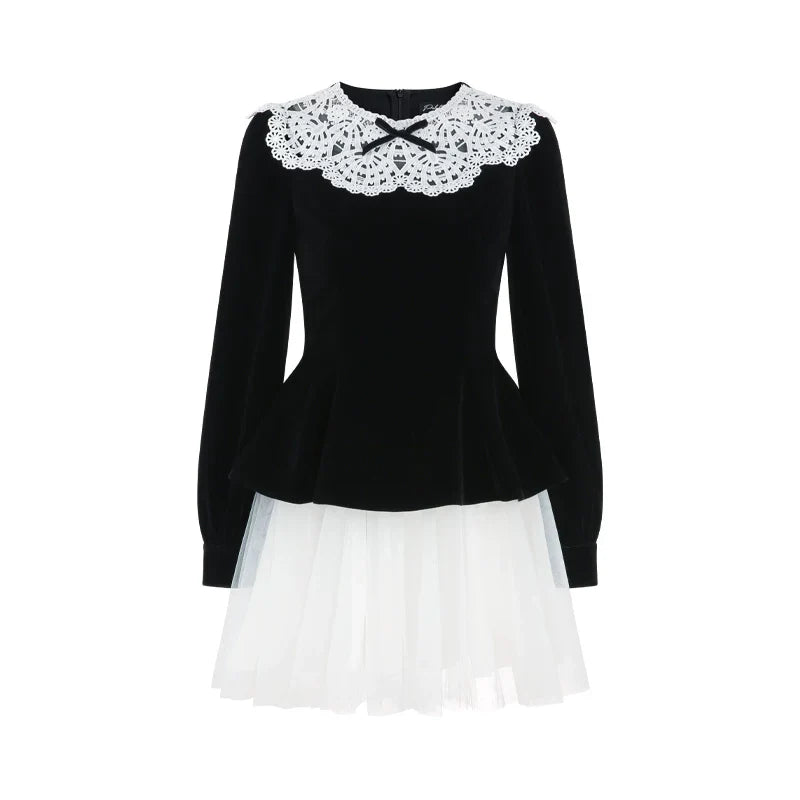 Black Velvet Lace Dress