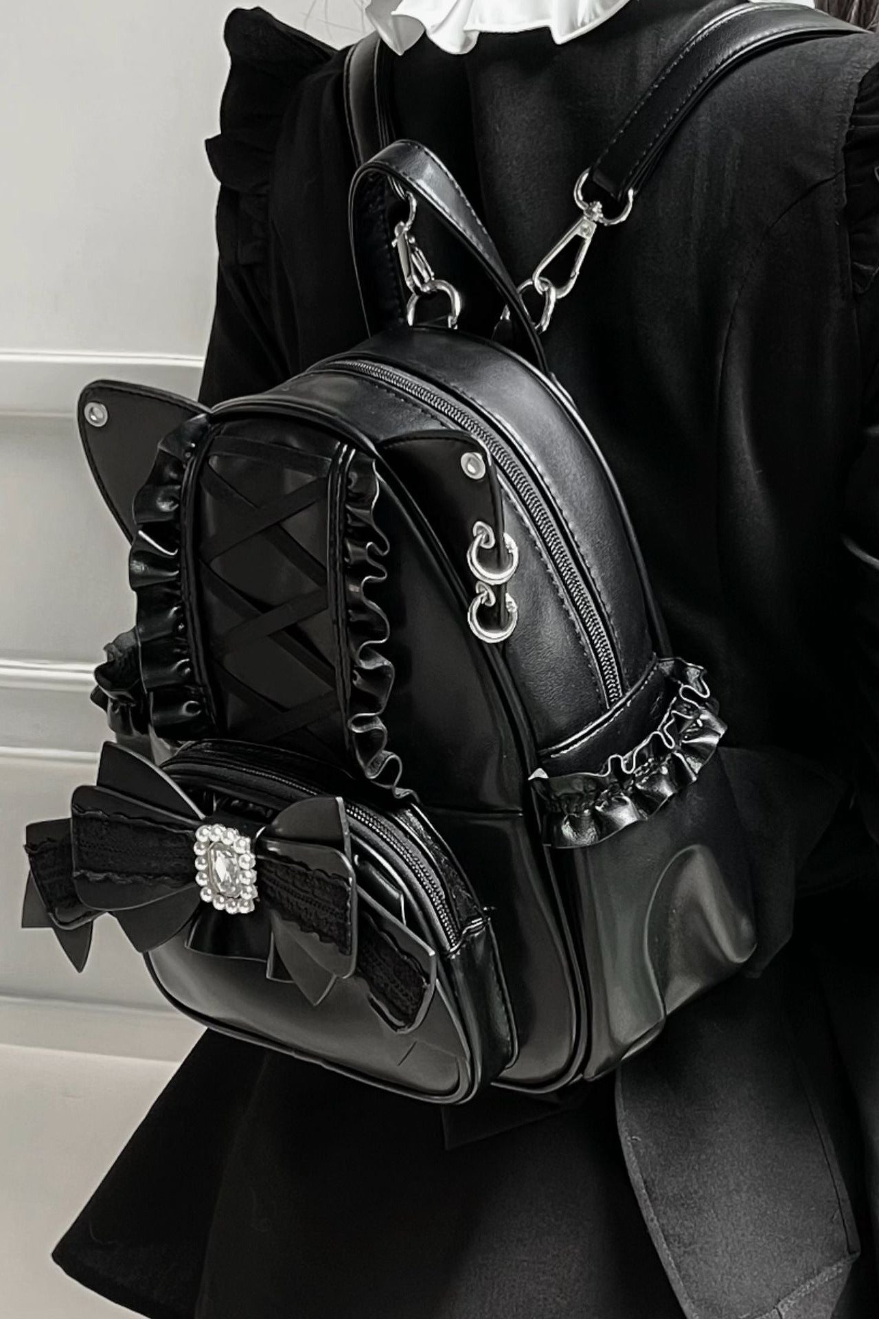 [pre-order] Cat Ear Jewel Ribbon Backpack