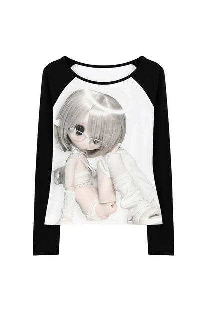 Black and White Raglan Top + Pleated Skirt