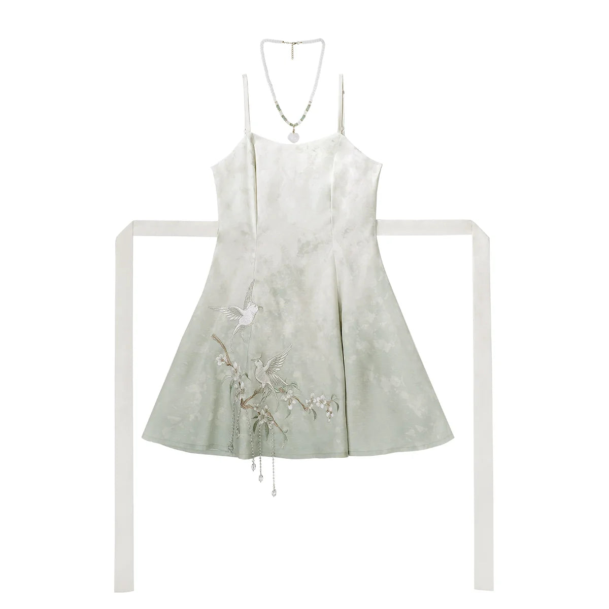Chinese-style Gradient Retro Dress + Sheer Cardigan