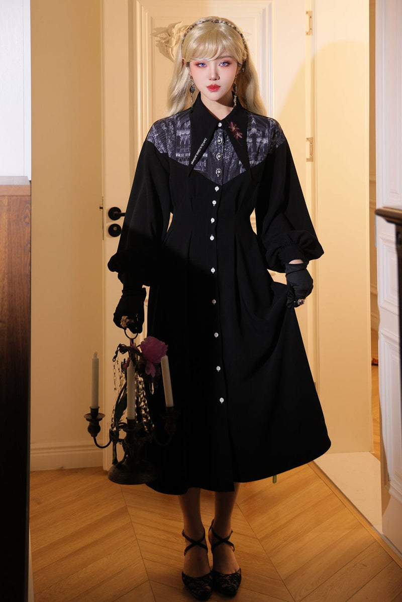 French Long Shirt Dress