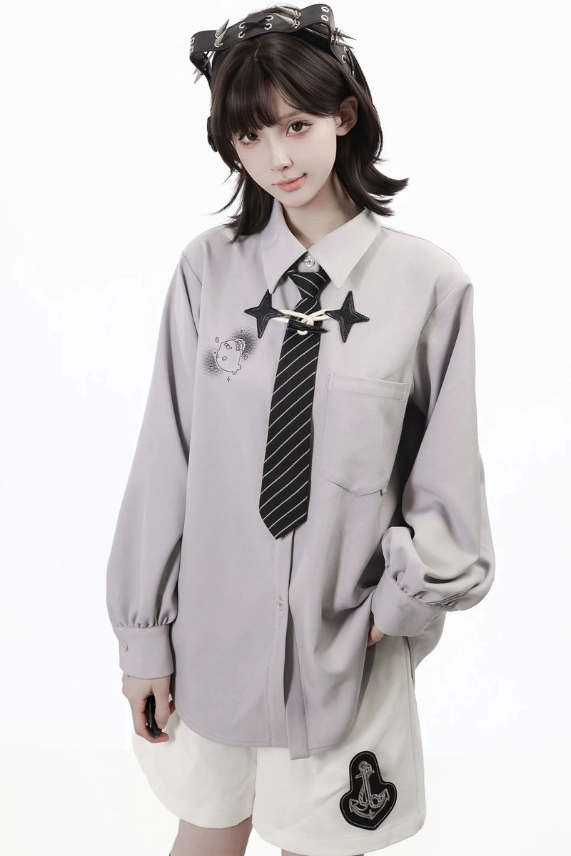 Nautical Log Hooded Jacket + Loose Shirt + Pants + Culottes + Tie + Leg Warmers