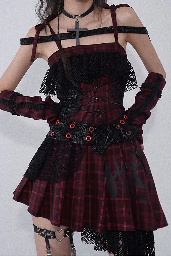 Magic Rhythm Plaid Asymmetrical Dress