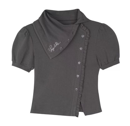 Dark Puff Sleeve Top