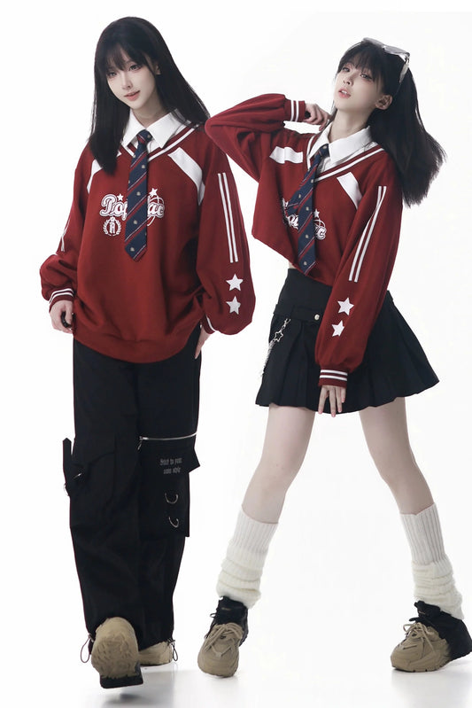American College Sweatshirt + Tie + Pants + Skirt