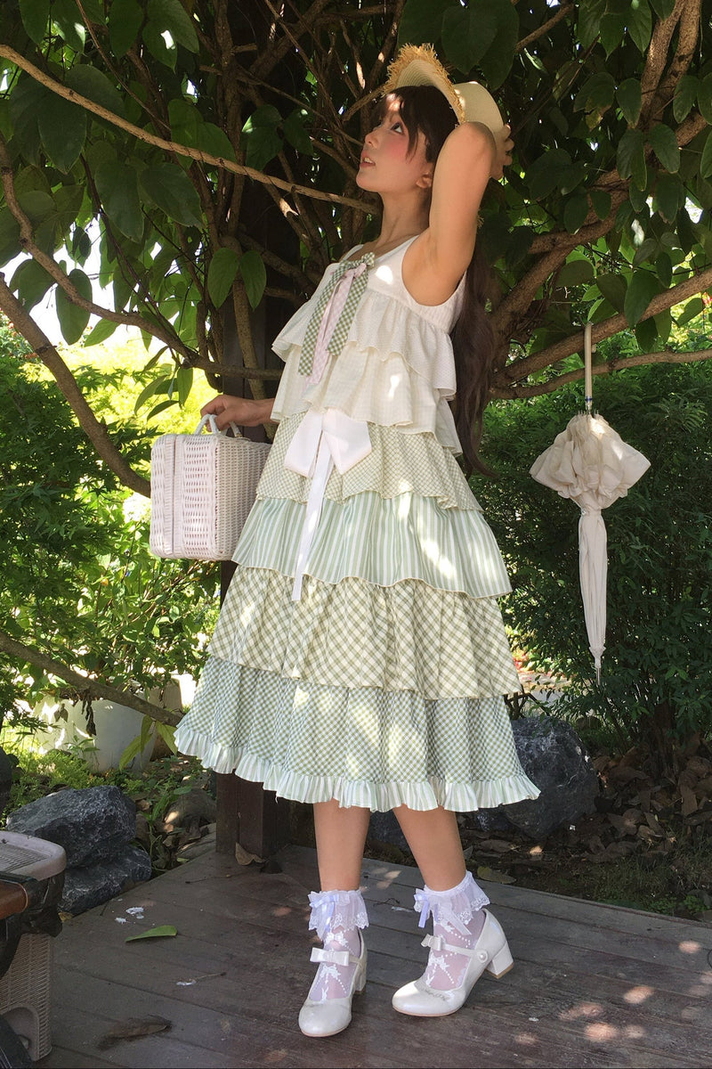[pre-order] Tiered Ruffled Sleeveless Dress + Ribbon