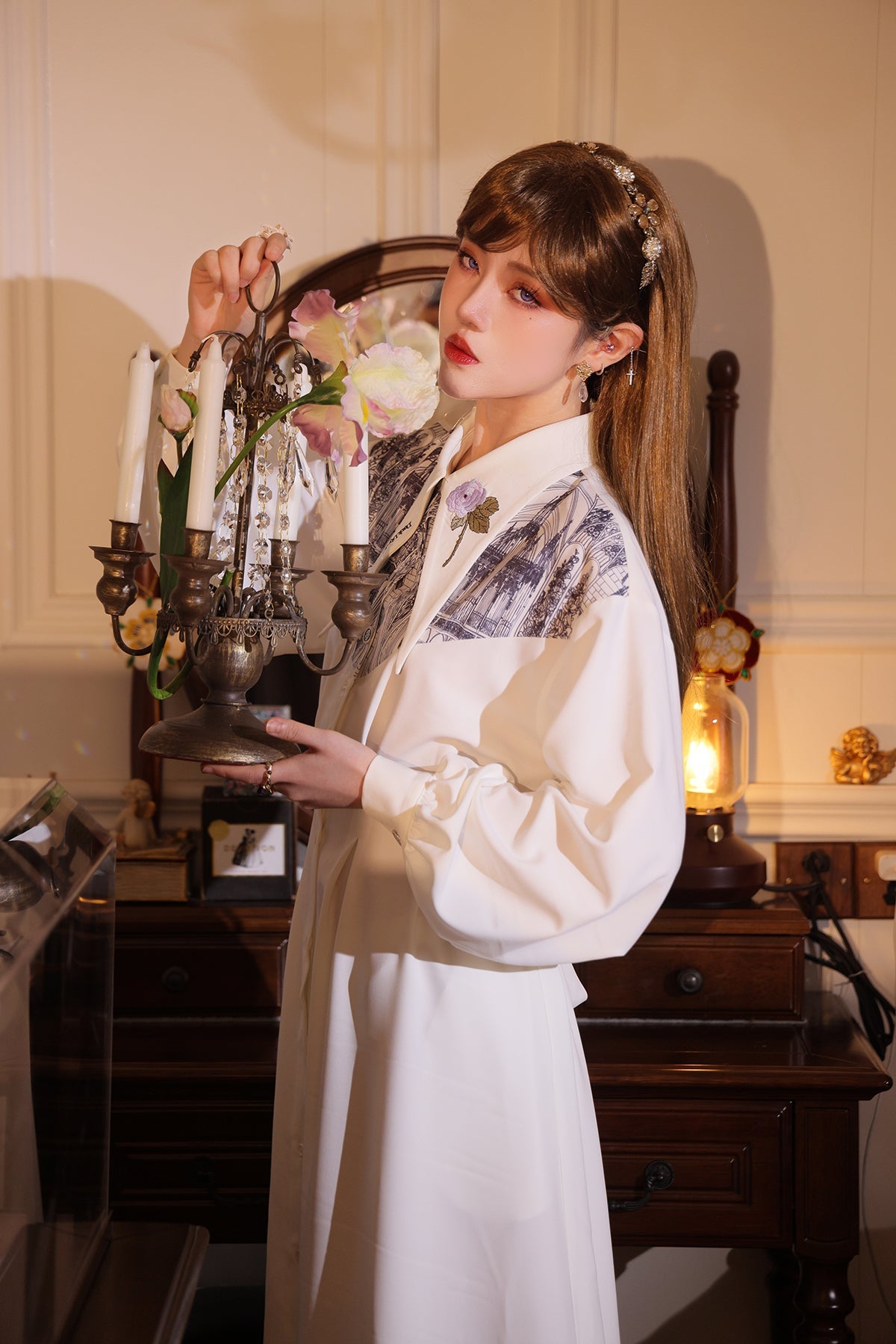 French Long Shirt Dress