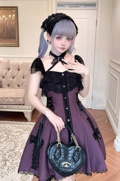 [reservations] Gothic Dark Mine Lace Flying Sleeve Dress + Choker